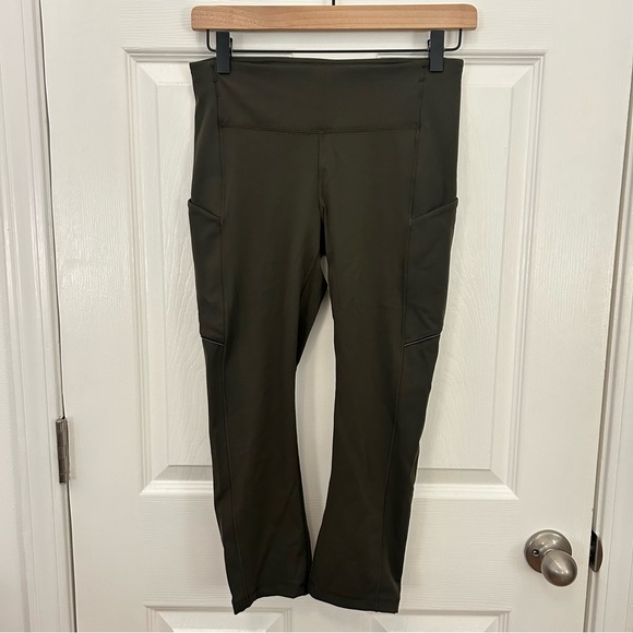 Lululemon Dark Olive Speed Up Crop 21” Medium Rise Athletic Workout Legging - Picture 3 of 15
